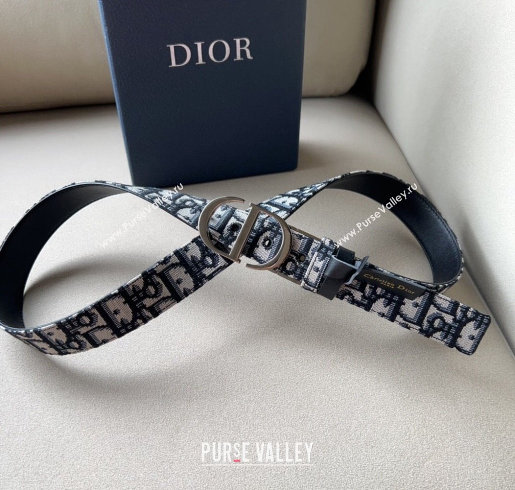 Dior Oblique Canvas Belt 3cm with CD Buckle Silver-Tone 2024 1127 (99-241127120)