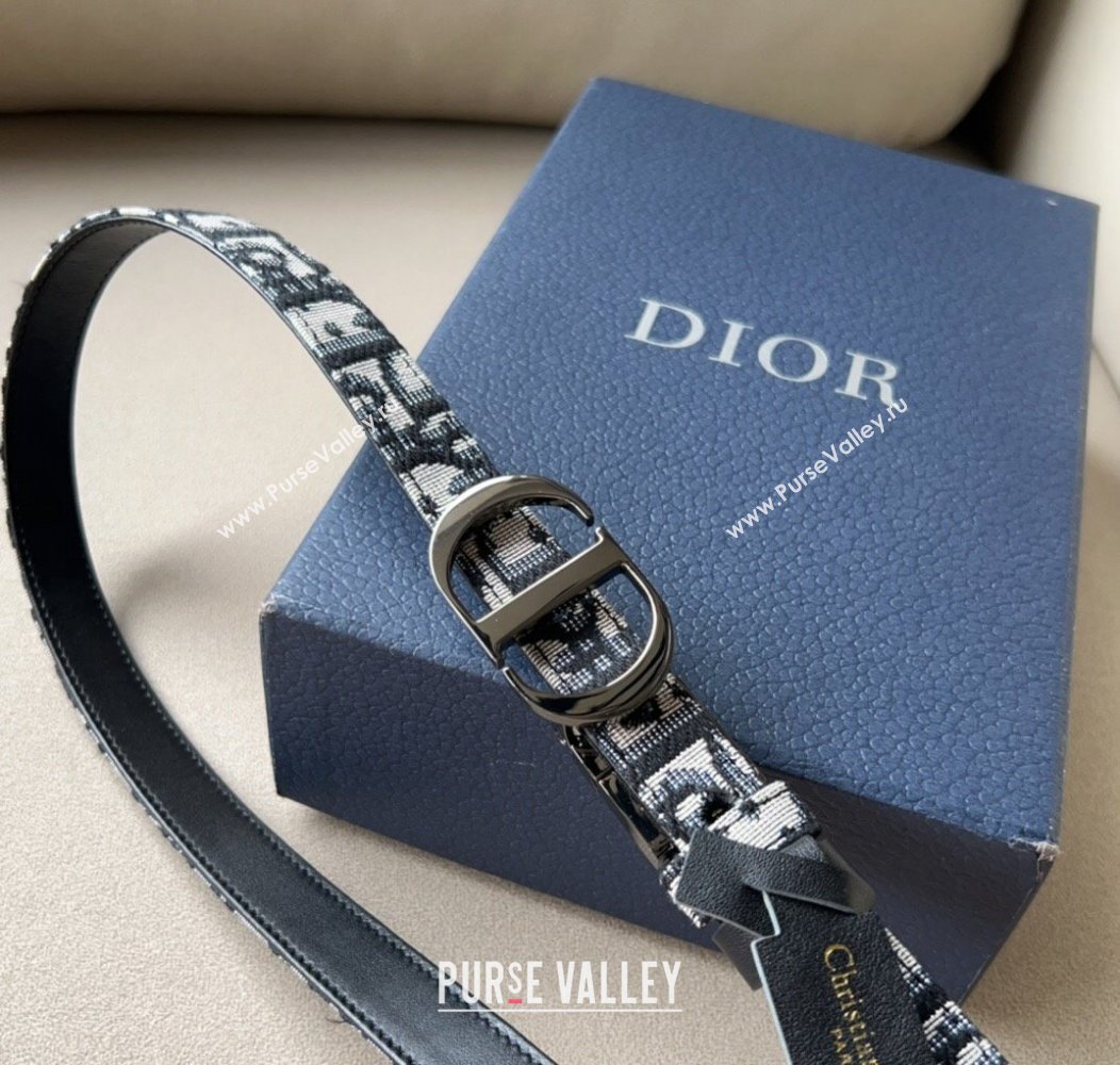 Dior Oblique Canvas Belt 2cm with CD Buckle Gunmetal 2024 1127 (99-241127123)