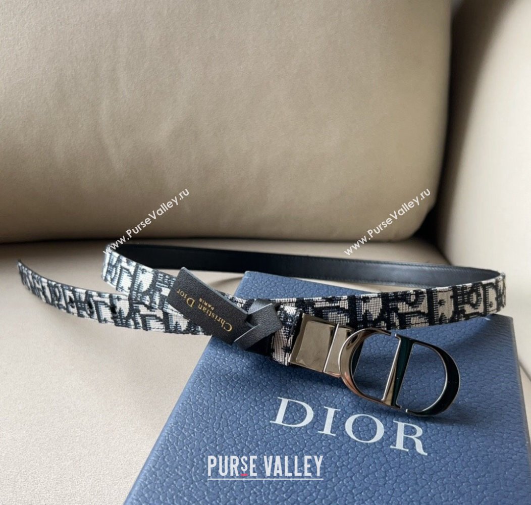 Dior Oblique Canvas Belt 2cm with CD Buckle Gunmetal 2024 1127 (99-241127123)