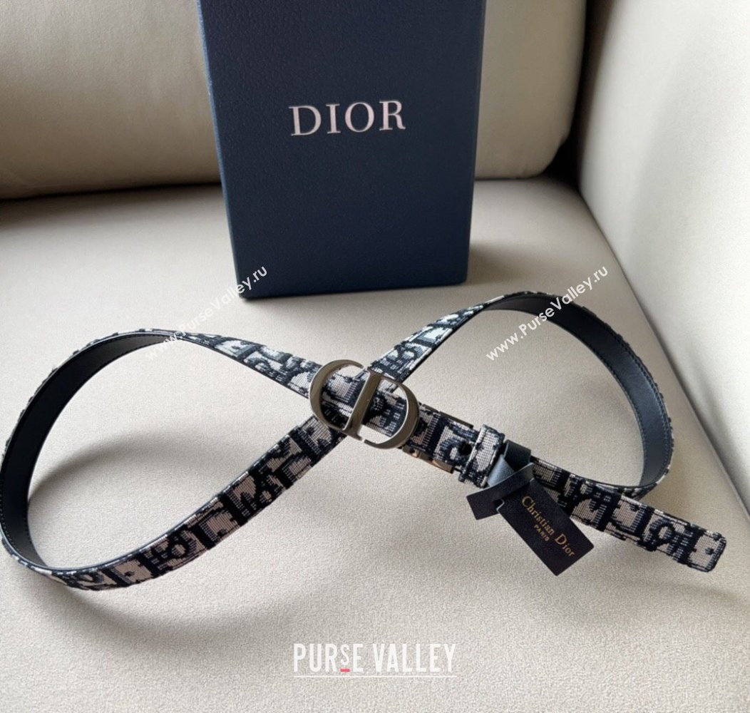 Dior Oblique Canvas Belt 2cm with CD Buckle Gunmetal 2024 1127 (99-241127123)