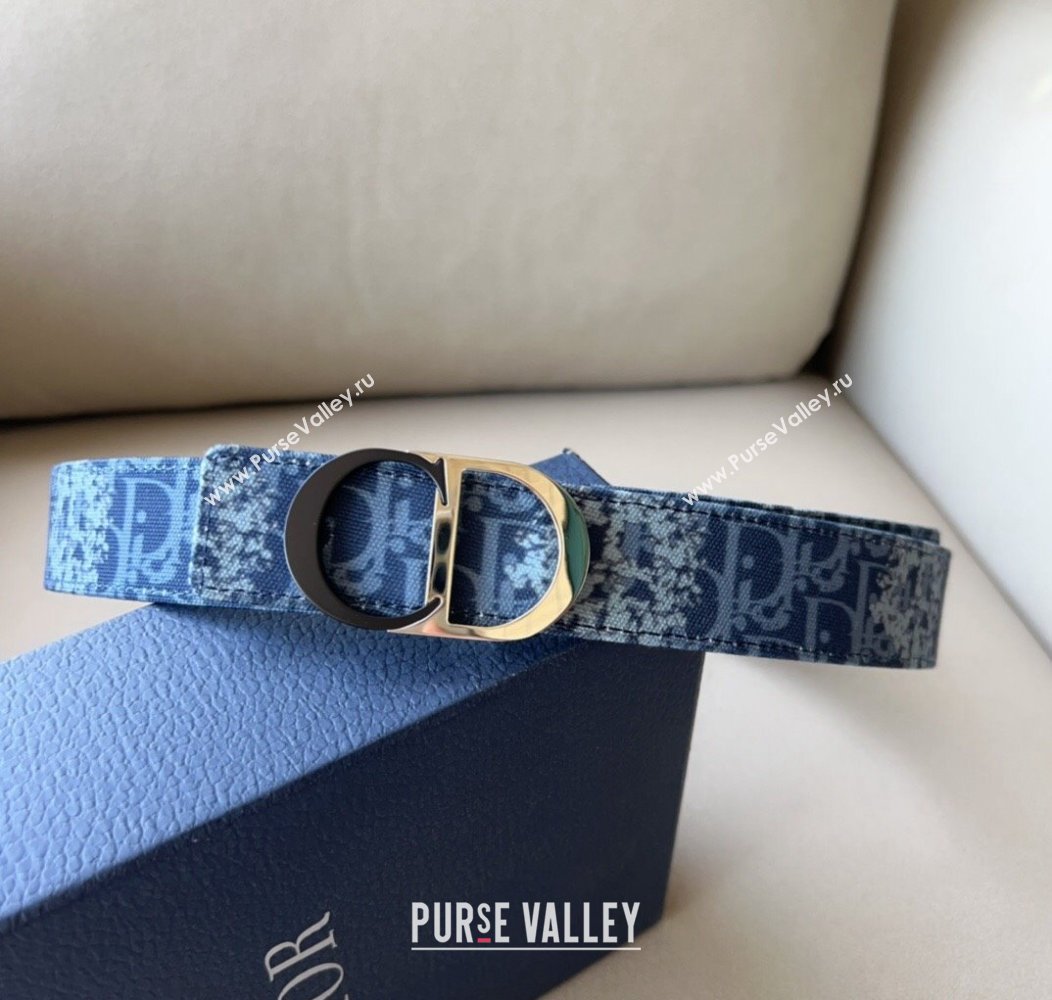 Dior Oblique Canvas Belt 3.4cm with CD Buckle Blue 2024 1127 (99-241127124)