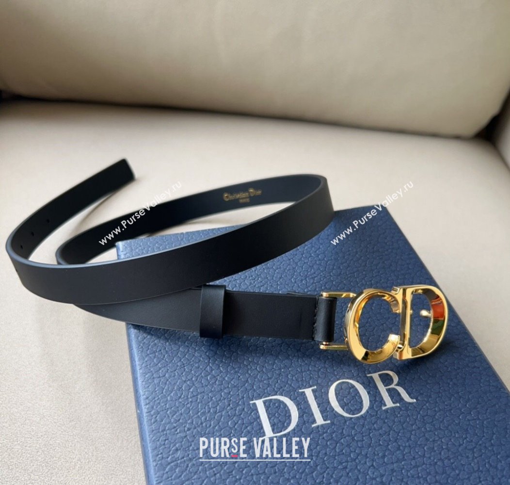 Dior Calfskin Leather Belt 2cm with CD Buckle Black 2024 1127 (99-241127126)