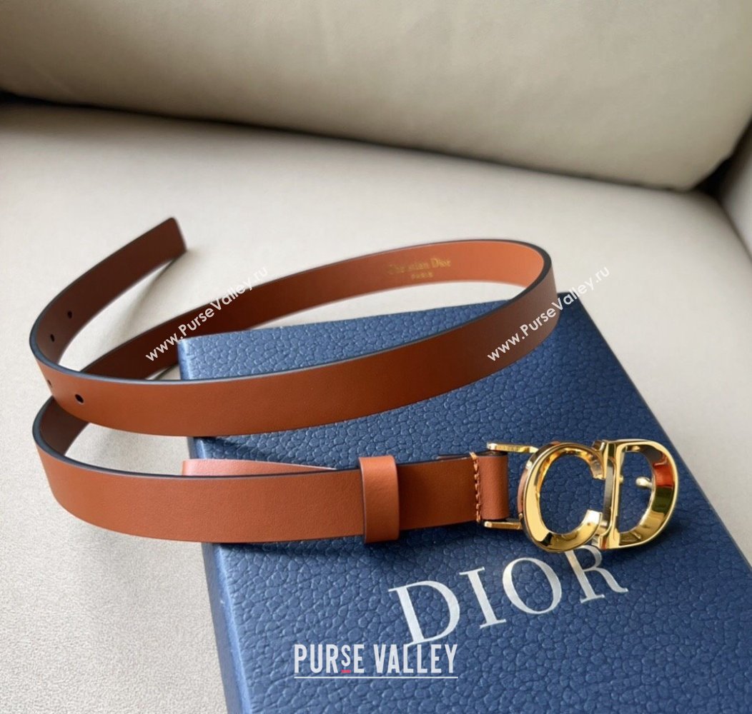 Dior Calfskin Leather Belt 2cm with CD Buckle Brown 2024 1127 (99-241127127)