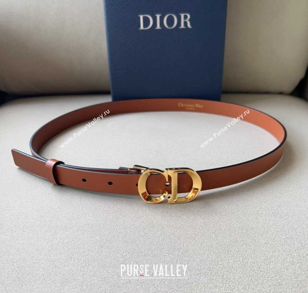 Dior Calfskin Leather Belt 2cm with CD Buckle Brown 2024 1127 (99-241127127)