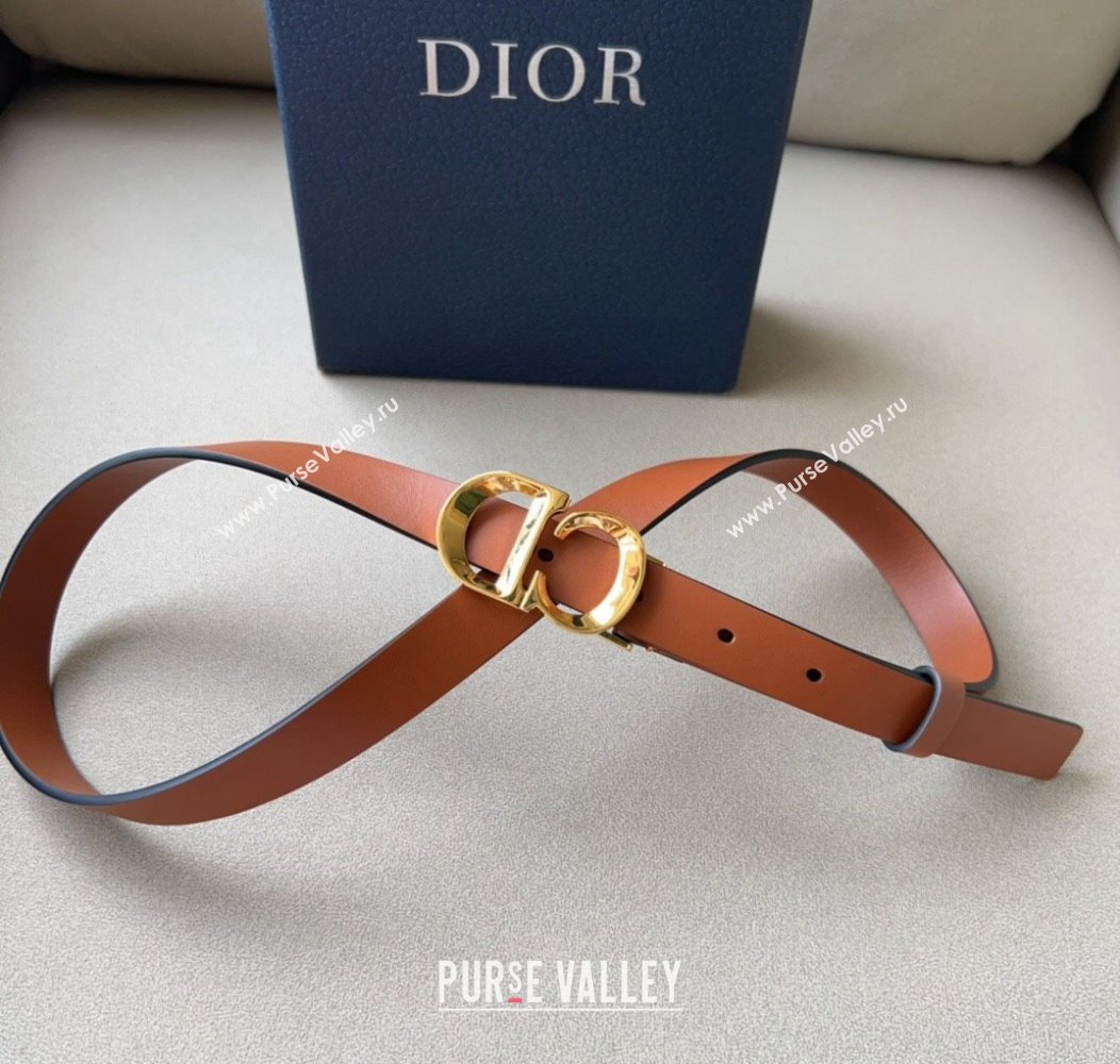 Dior Calfskin Leather Belt 2cm with CD Buckle Brown 2024 1127 (99-241127127)