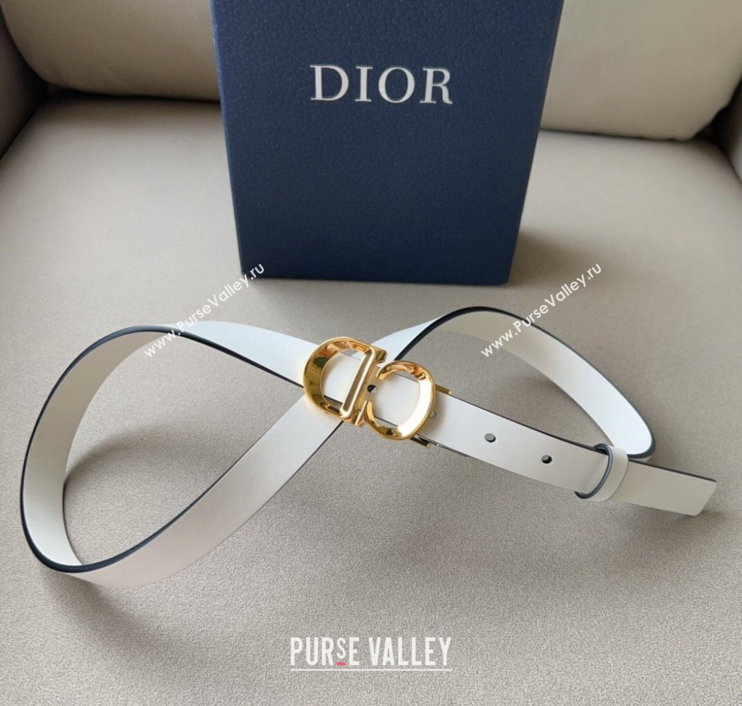 Dior Calfskin Leather Belt 2cm with CD Buckle White 2024 1127 (99-241127130)