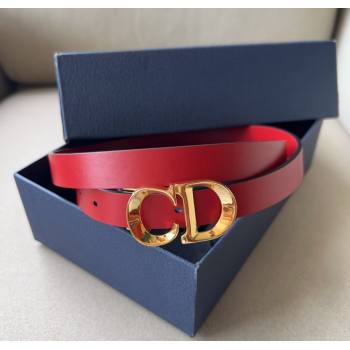 Dior Calfskin Leather Belt 2cm with CD Buckle Red 2024 1127 (99-241127131)