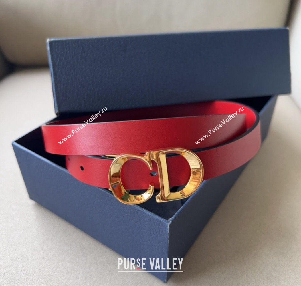 Dior Calfskin Leather Belt 2cm with CD Buckle Red 2024 1127 (99-241127131)