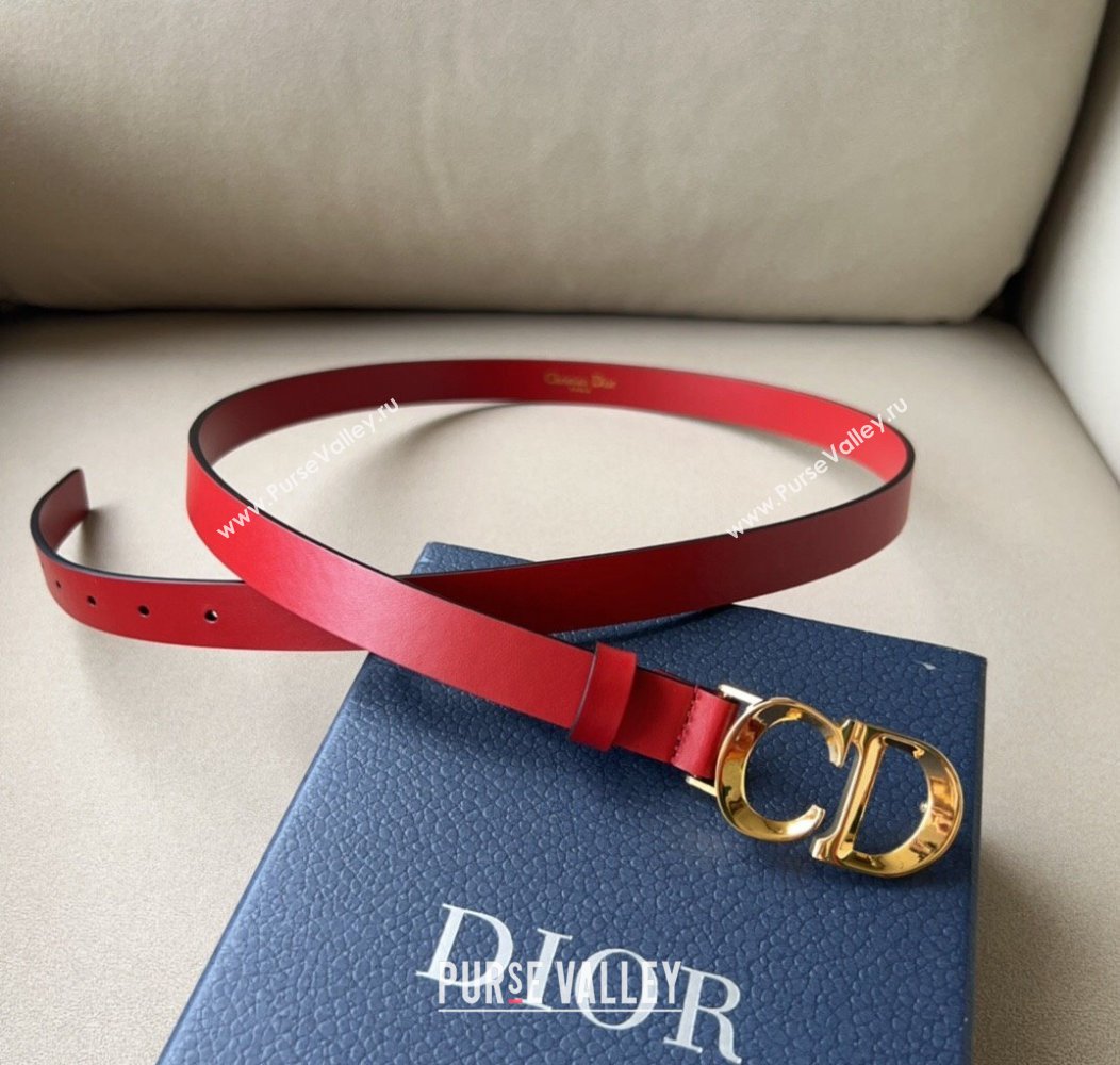 Dior Calfskin Leather Belt 2cm with CD Buckle Red 2024 1127 (99-241127131)