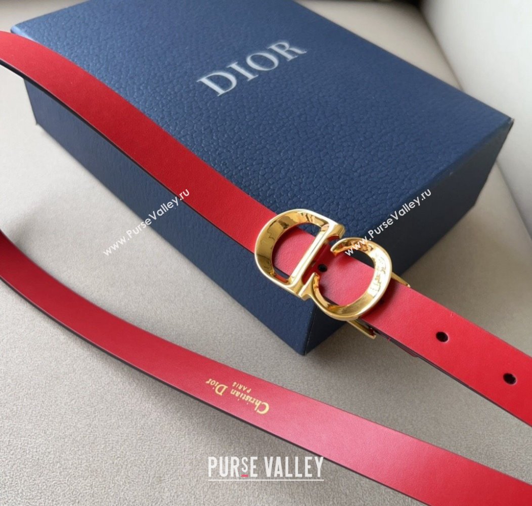 Dior Calfskin Leather Belt 2cm with CD Buckle Red 2024 1127 (99-241127131)