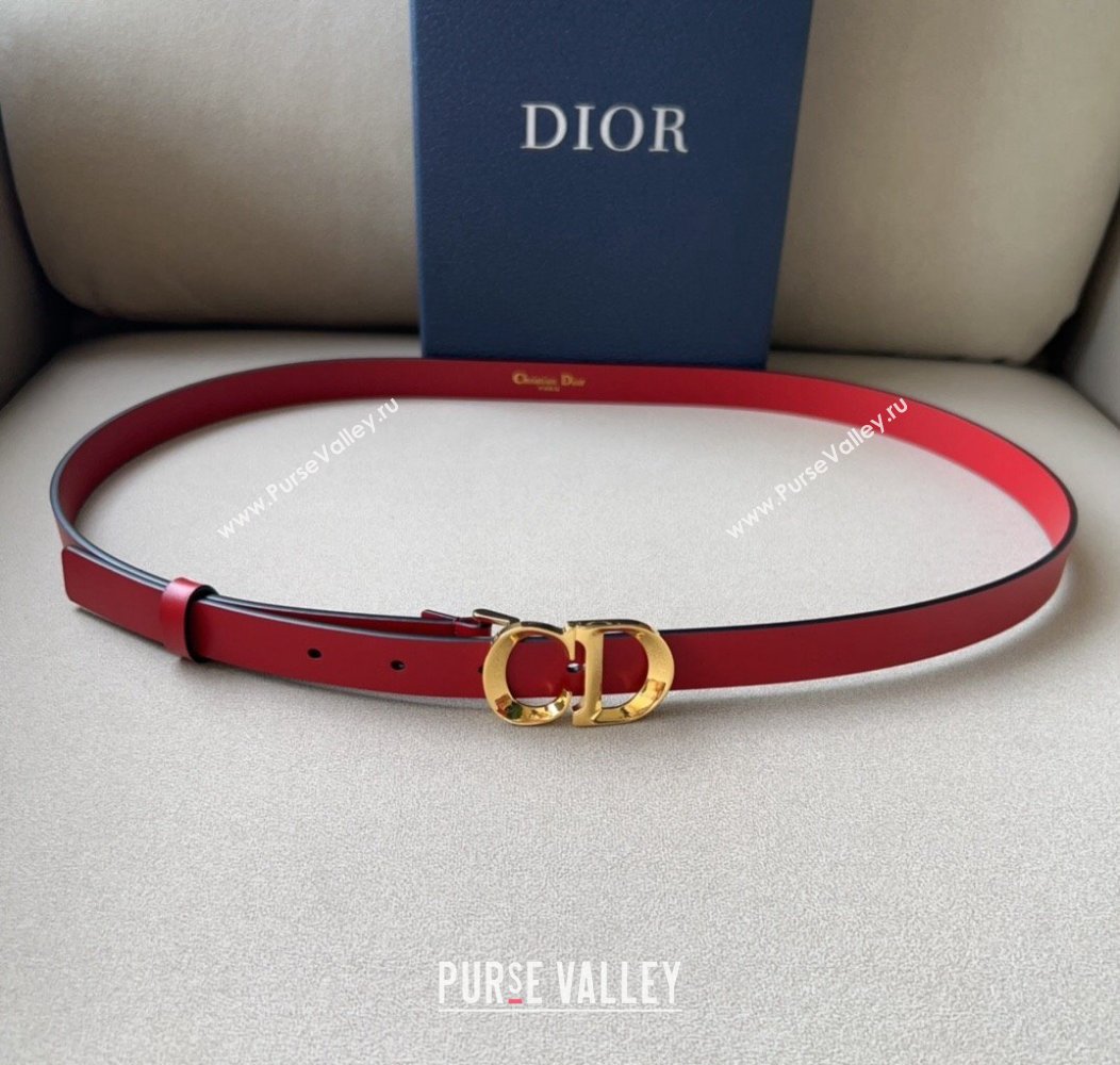 Dior Calfskin Leather Belt 2cm with CD Buckle Red 2024 1127 (99-241127131)