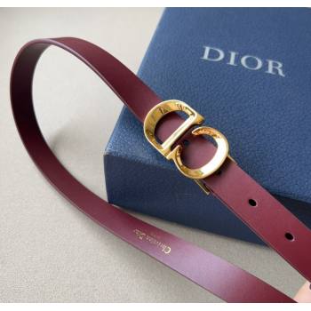 Dior Calfskin Leather Belt 2cm with CD Buckle Dark Burgundy 2024 1127 (99-241127134)