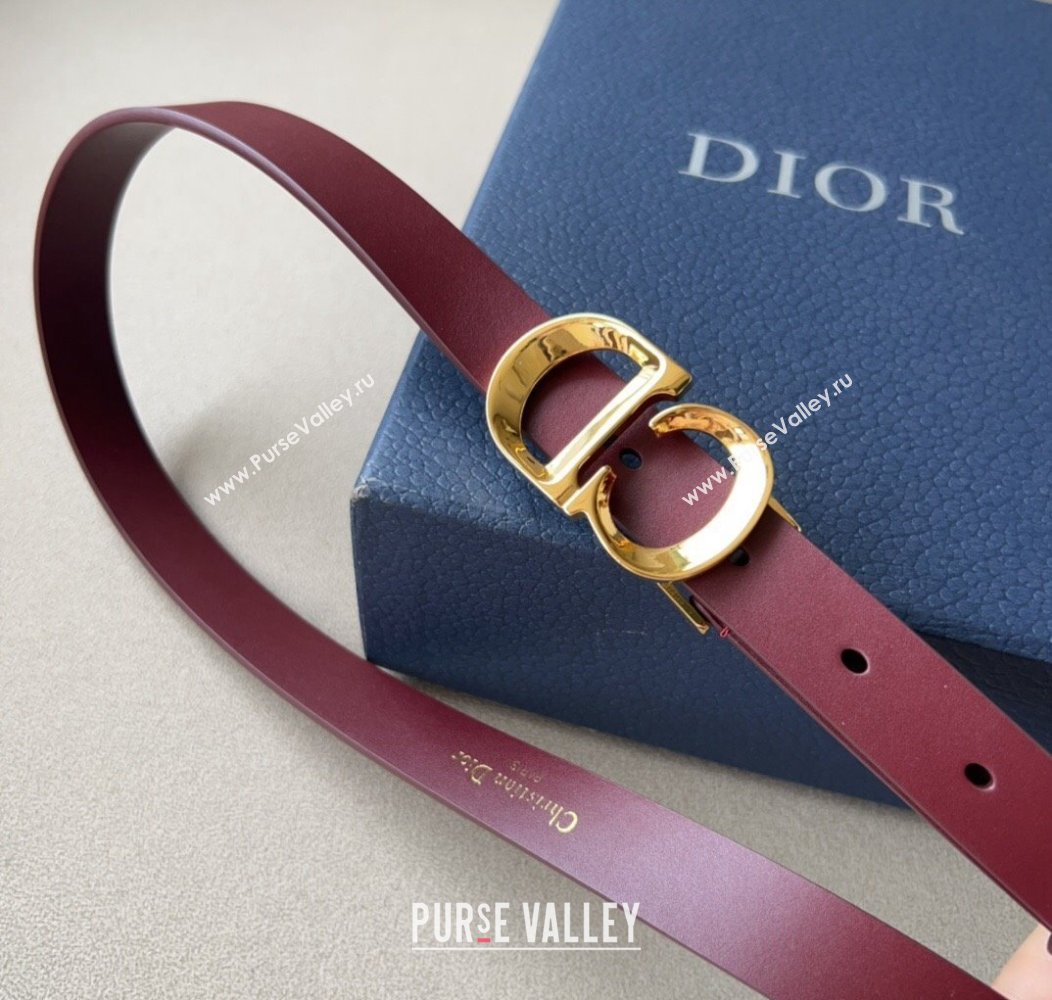 Dior Calfskin Leather Belt 2cm with CD Buckle Dark Burgundy 2024 1127 (99-241127134)