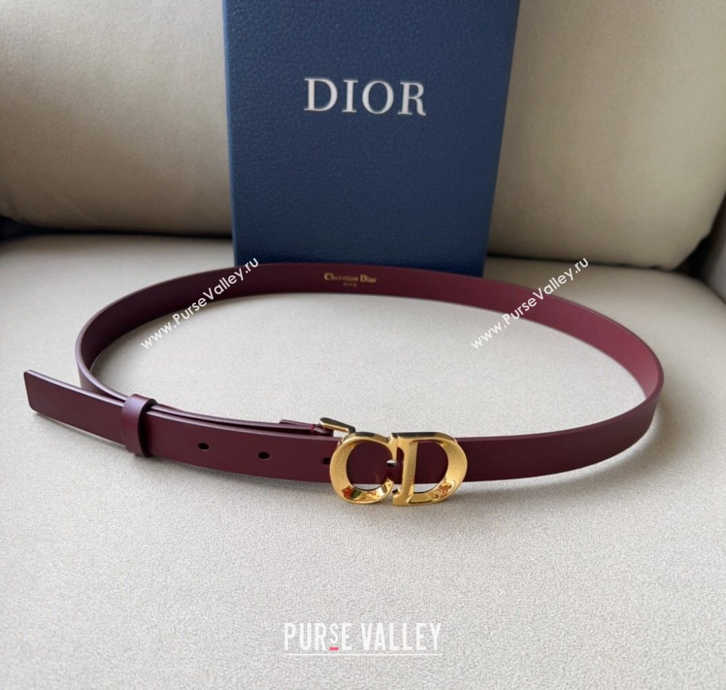 Dior Calfskin Leather Belt 2cm with CD Buckle Dark Burgundy 2024 1127 (99-241127134)