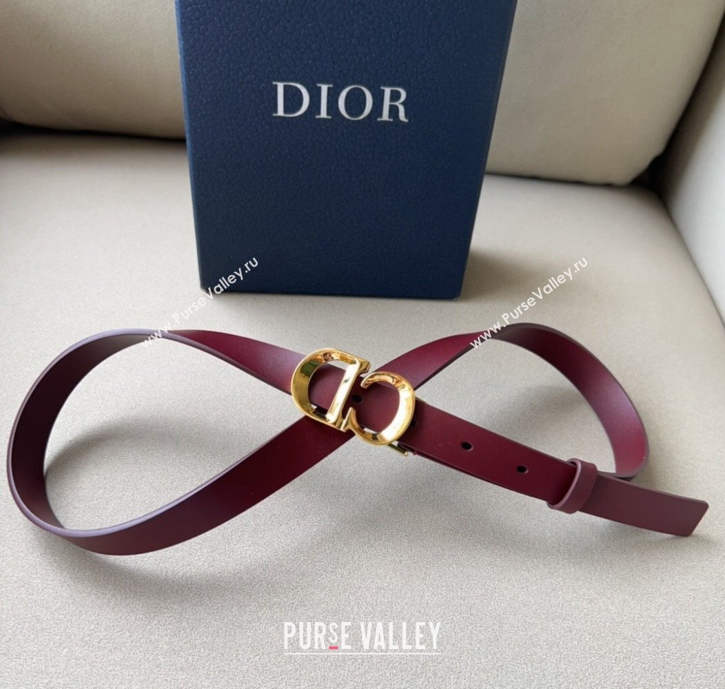 Dior Calfskin Leather Belt 2cm with CD Buckle Dark Burgundy 2024 1127 (99-241127134)