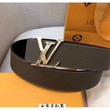 Louis Vuitton Grained Calfskin Belt 4cm Grey/Black 2024 1127 (99-241127046)