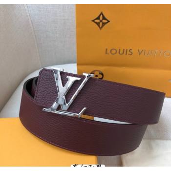 Louis Vuitton Grained Calfskin Belt 4cm Dark Burgundy 2024 1127 (99-241127047)