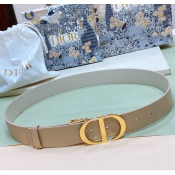 Dior Reversible Calfskin Belt 3.5cm with CD Buckle Beige/Grey 2024 1127 (99-241127135)