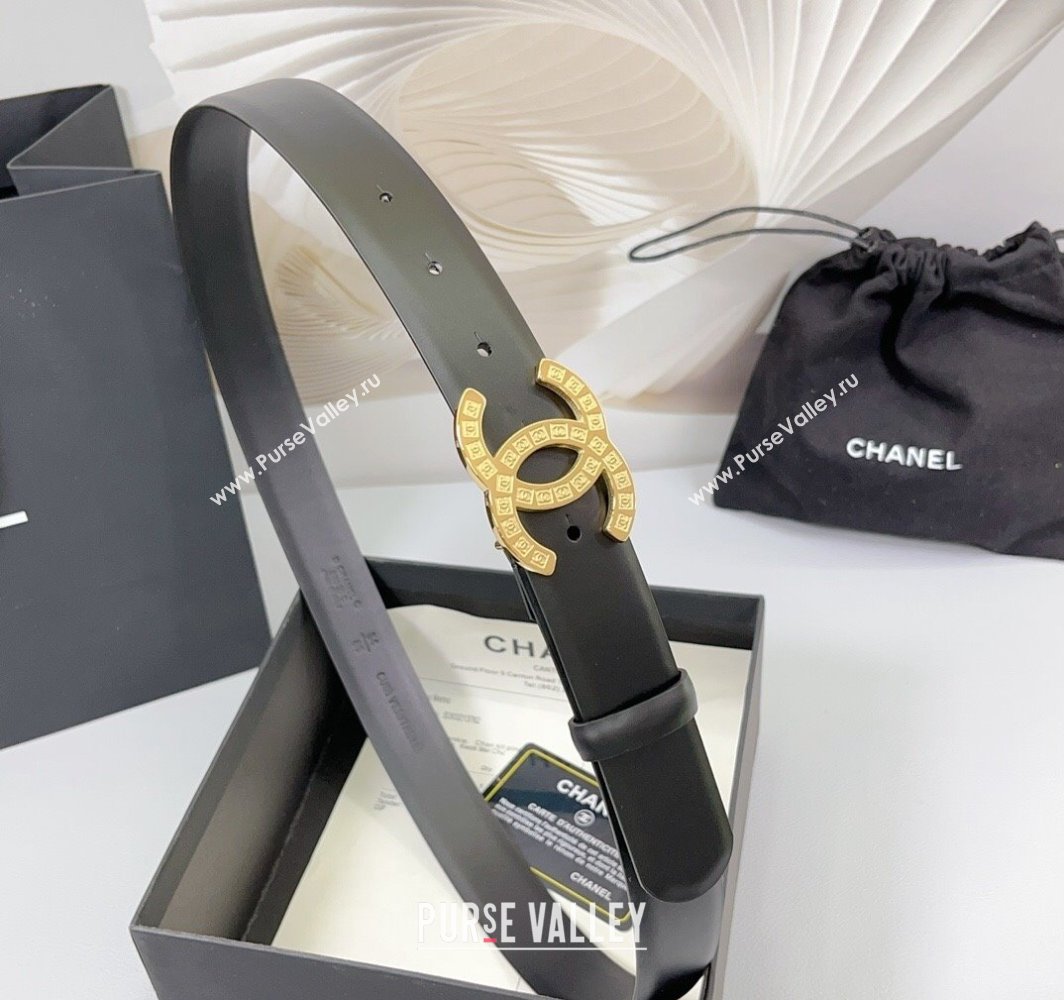 Chanel Calfskin Leather Belt 3cm with CC Logo Buckle Black2 2025 CH010901 (99-250109035)