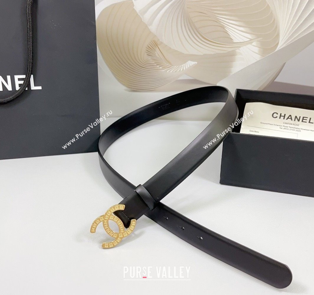 Chanel Calfskin Leather Belt 3cm with CC Logo Buckle Black2 2025 CH010901 (99-250109035)