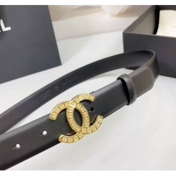 Chanel Calfskin Leather Belt 3cm with CC Logo Buckle Black2 2025 CH010901 (99-250109035)