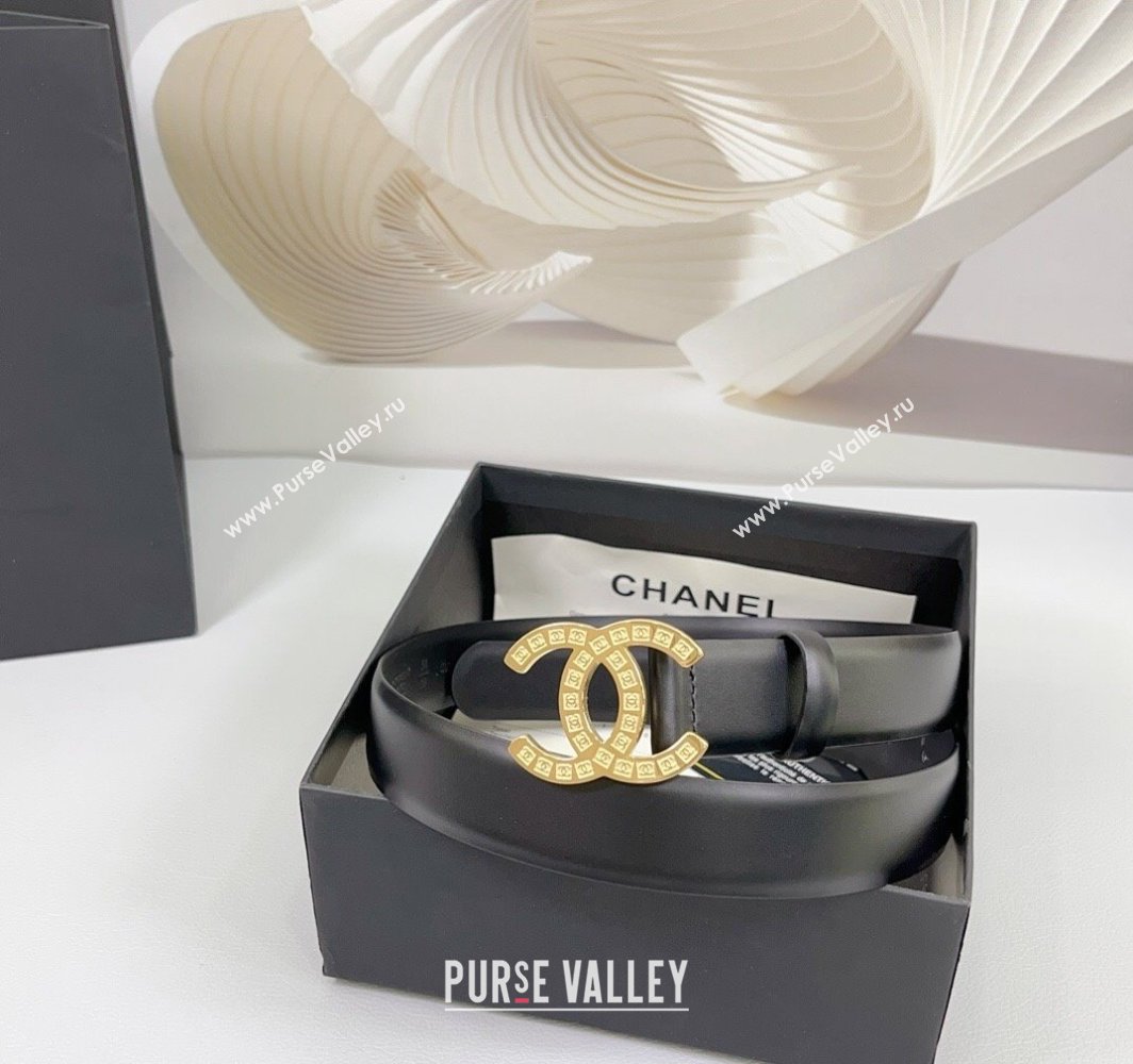 Chanel Calfskin Leather Belt 3cm with CC Logo Buckle Black2 2025 CH010901 (99-250109035)