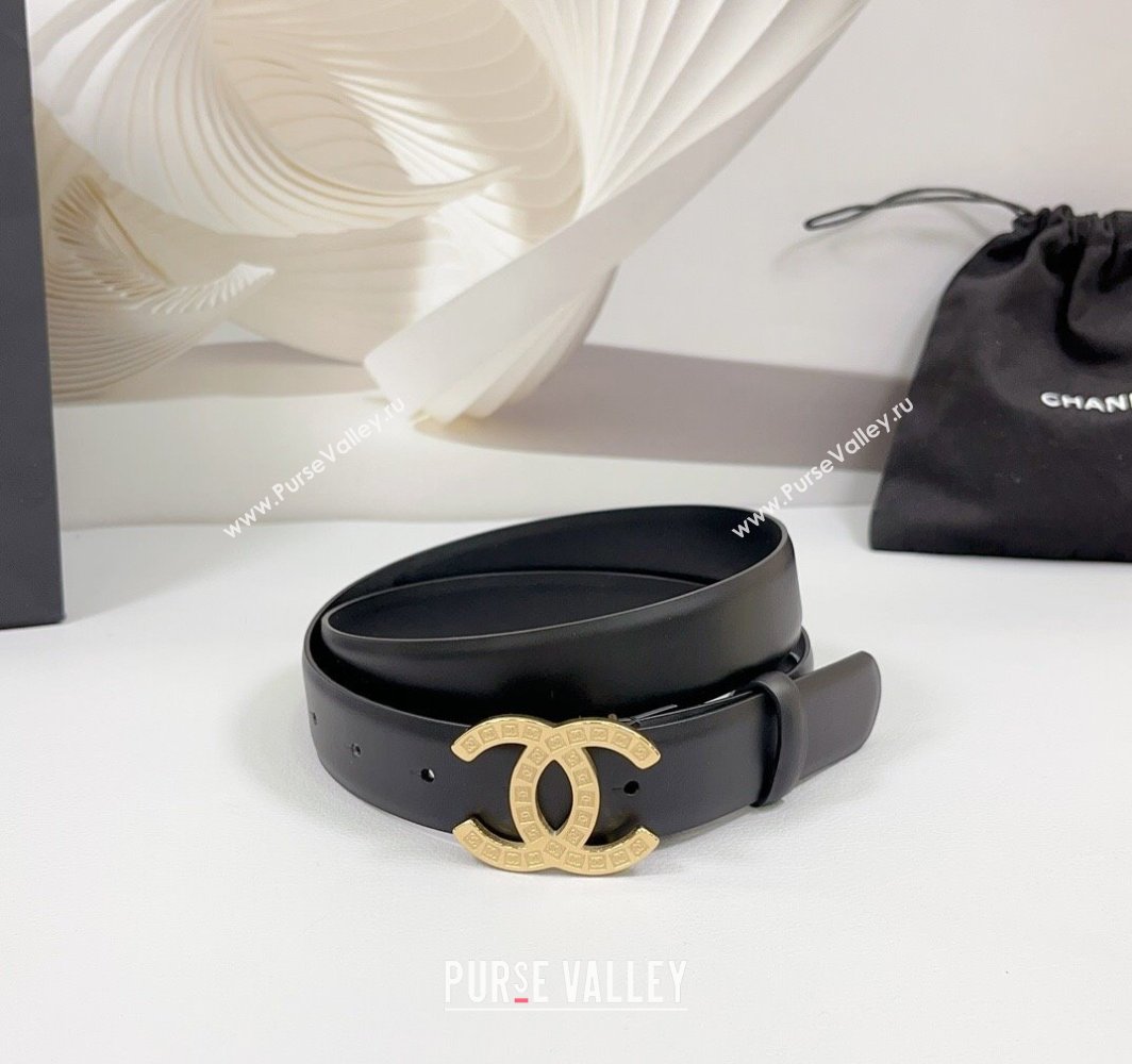 Chanel Calfskin Leather Belt 3cm with CC Logo Buckle Black2 2025 CH010901 (99-250109035)