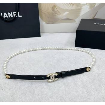 Chanel Calfskin Glass Pearls Belt 1.5cm with White Resin CC 2025 AAA576 (99-250109066)