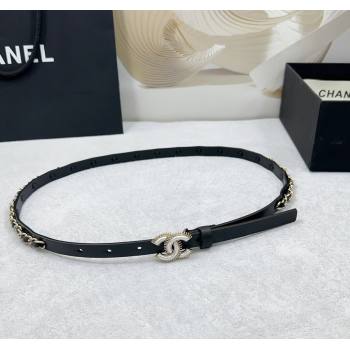 Chanel Calfskin Chain Trim Belt 1.5cm with White Resin CC Black 2025 AAA576 (99-250109070)