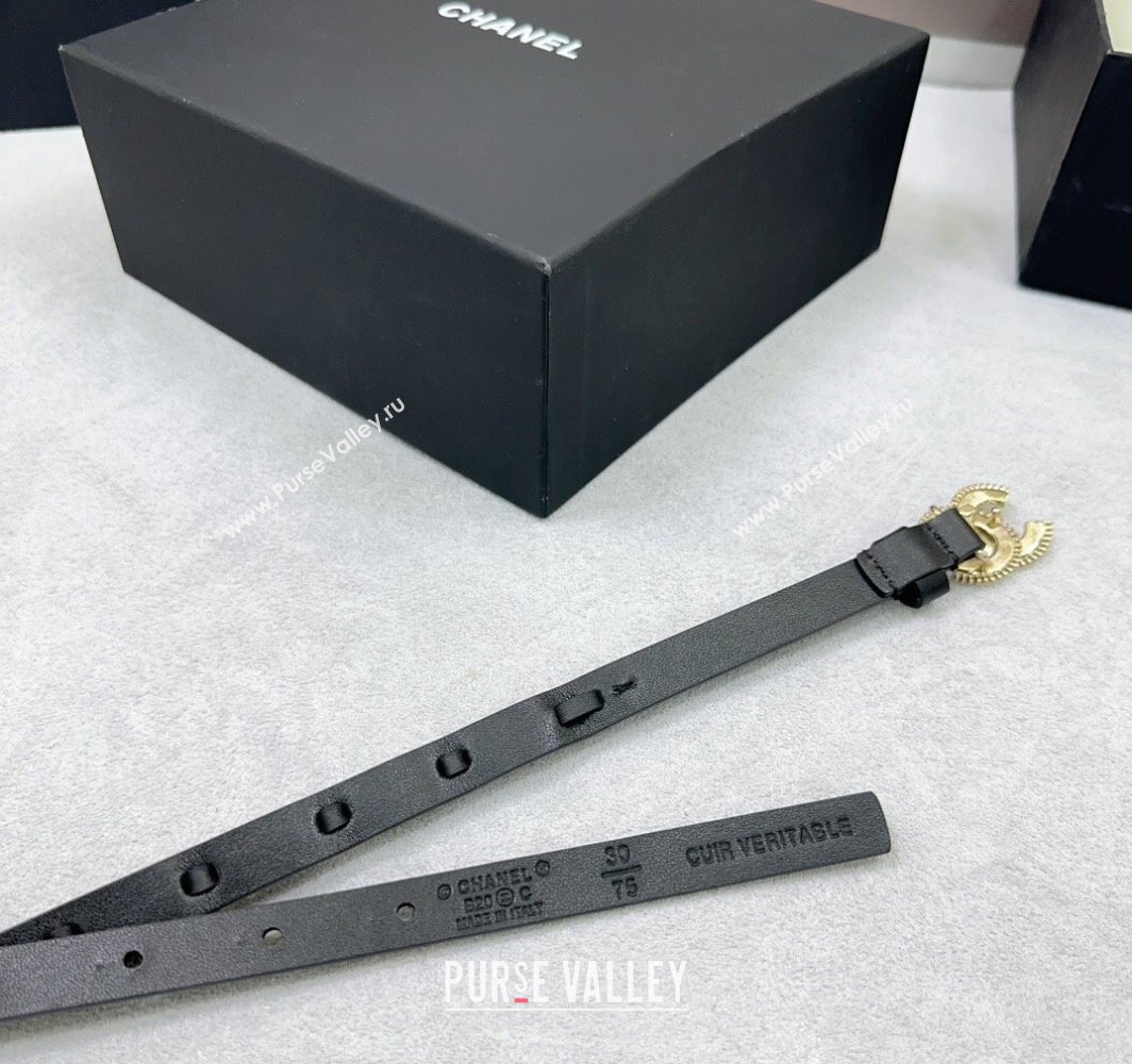 Chanel Calfskin Chain Trim Belt 1.5cm with White Resin CC Black 2025 AAA576 (99-250109070)