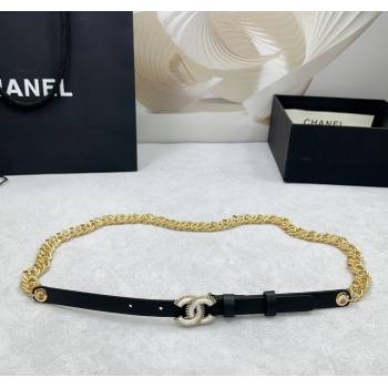 Chanel Calfskin Chain Belt 1.5cm with White Resin CC Black 2025 AAA512 (99-250109072)