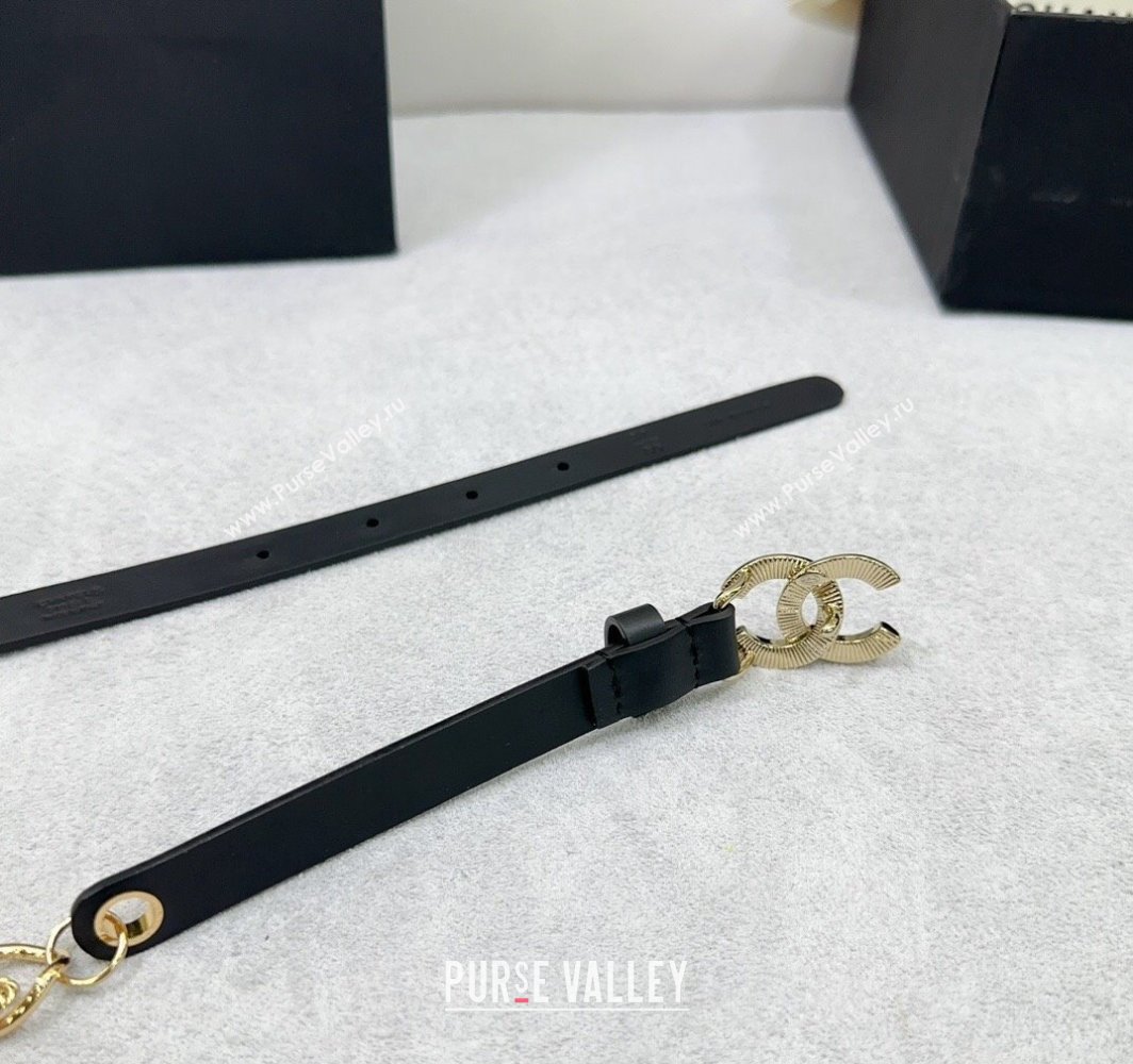 Chanel Calfskin Chain Belt 1.5cm with Engraved CC Buckle Black 2025 AAA512 (99-250109073)