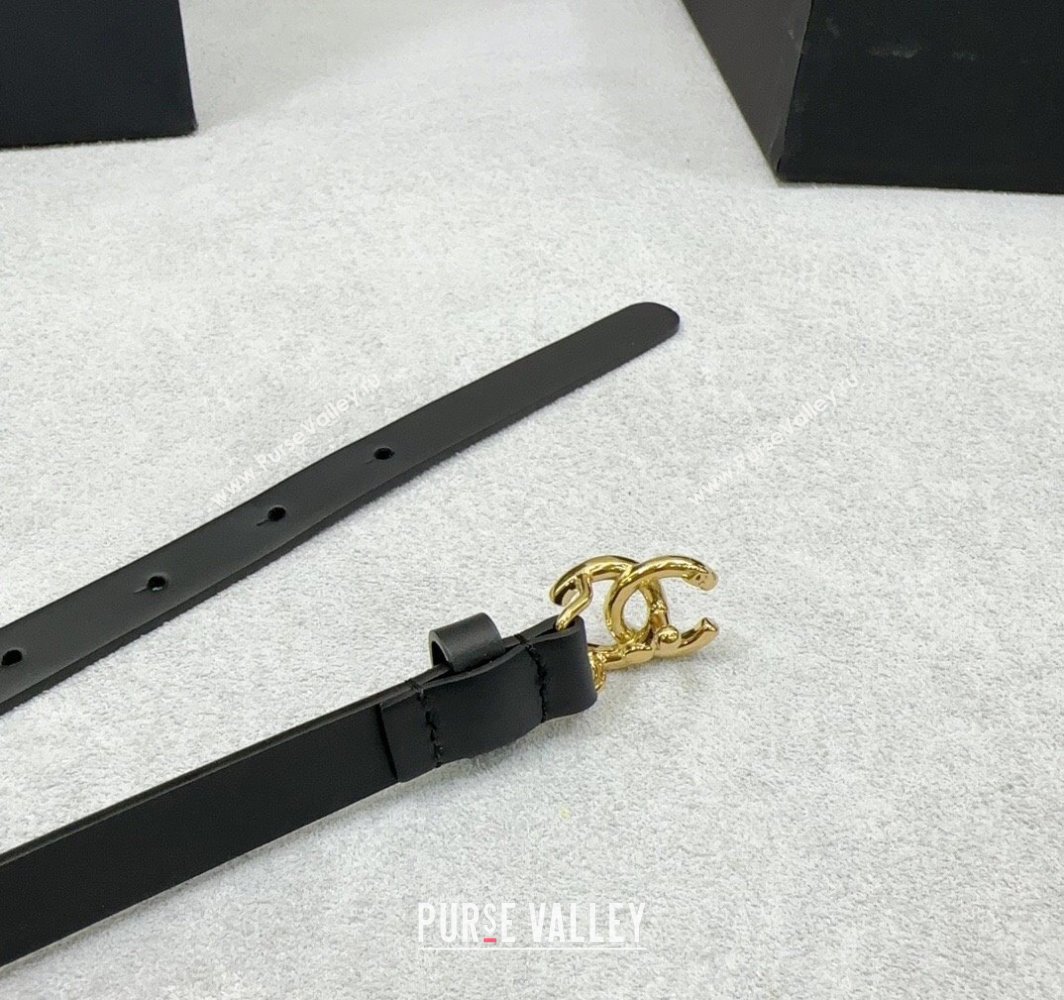 Chanel Calfskin Chain Belt 1.5cm with Shiny Gold CC Buckle Black 2025 AAA512 (99-250109074)