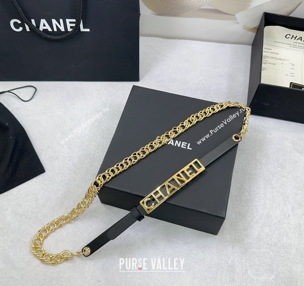 Chanel Calfskin Chain Belt 1.5cm with Framed Buckle Black Leather 2025 AAA512 (99-250109076)