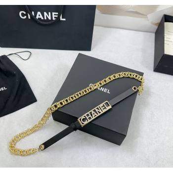 Chanel Calfskin Chain Belt 1.5cm with Framed Buckle with Strass Black 2025 AAA512 (99-250109077)