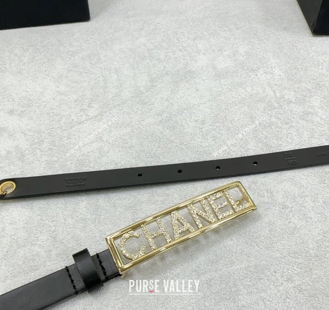 Chanel Calfskin Chain Belt 1.5cm with Framed Buckle with Strass Black 2025 AAA512 (99-250109077)