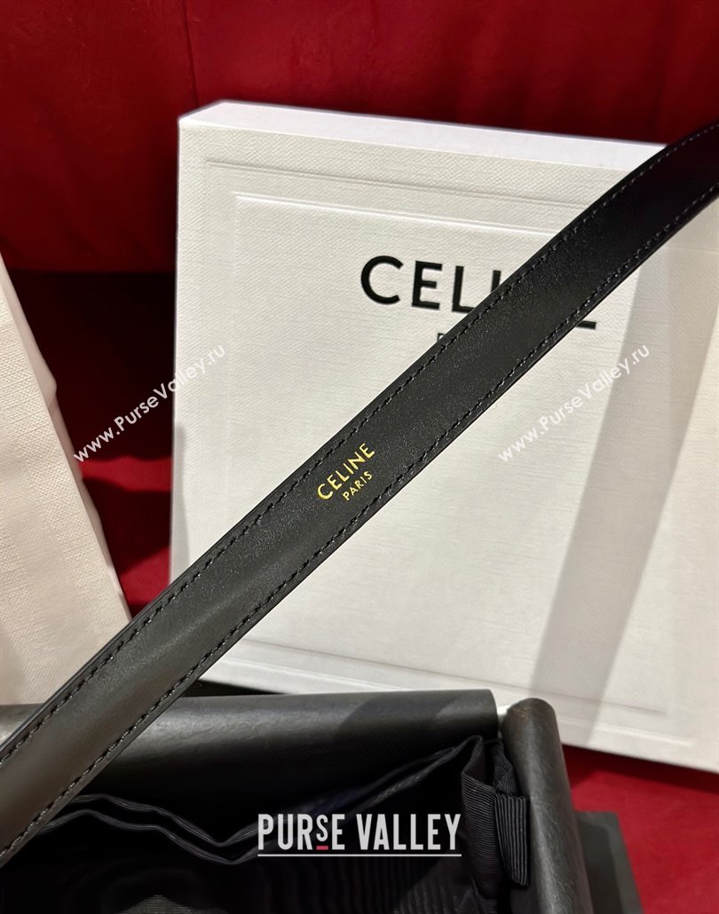 Celine Crocodile Embossed Leather Belt 1.8cm with Triomphe Logo Buckle Black 2025 CE011001 (99-240110027)