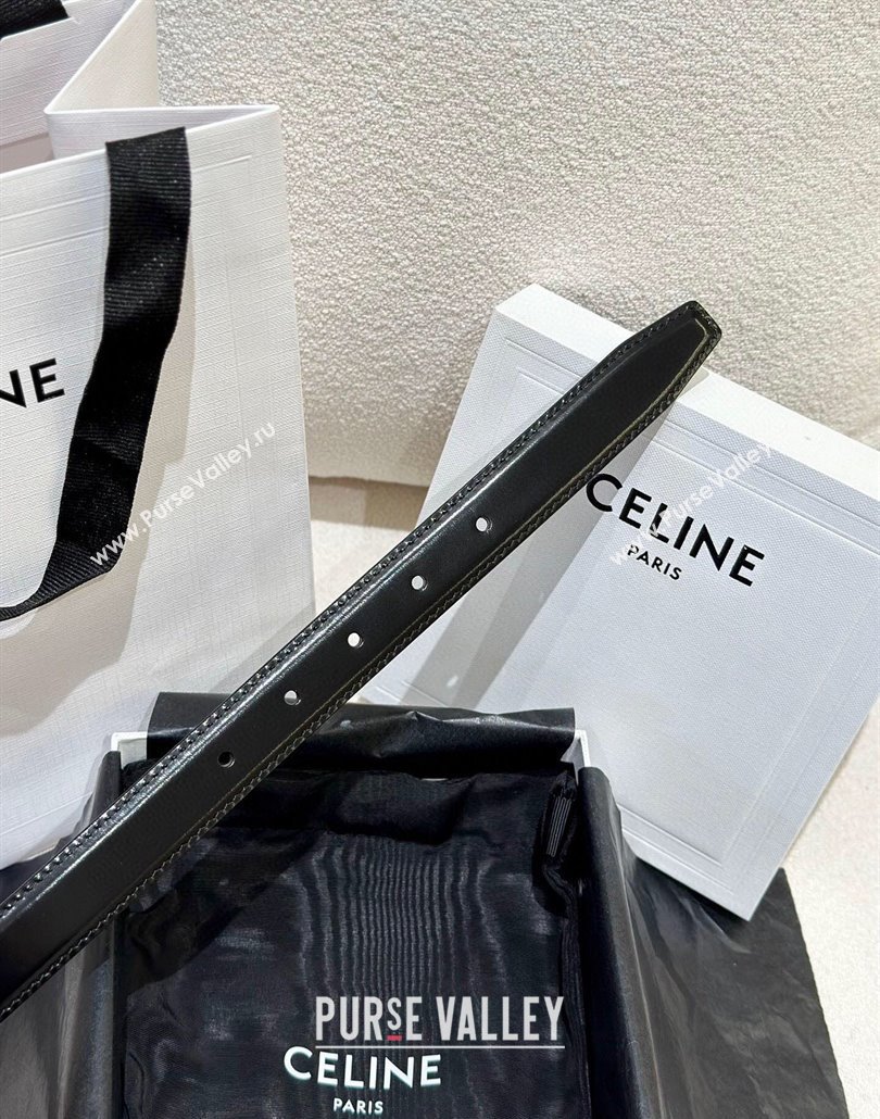 Celine Calfskin Leather Belt 2.5cm with Gold Triomphe Logo Buckle Black 2025 CE011001 (99-240110029)