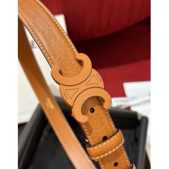 Celine Embossed Leather Belt 2.5cm with Triomphe Logo Buckle All Brown 2025 CE011002 (99-240110034)