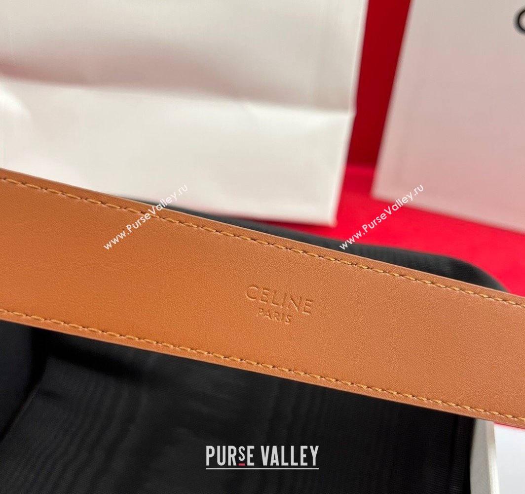 Celine Calfskin Leather Belt 3cm with Triomphe Logo Buckle Brown/Silver 2025 CE011003 (99-240110036)