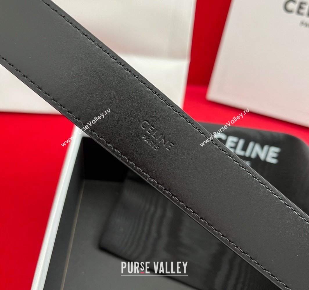 Celine Calfskin Leather Belt 3cm with Triomphe Logo Buckle Black/Gold 2025 CE011003 (99-240110039)