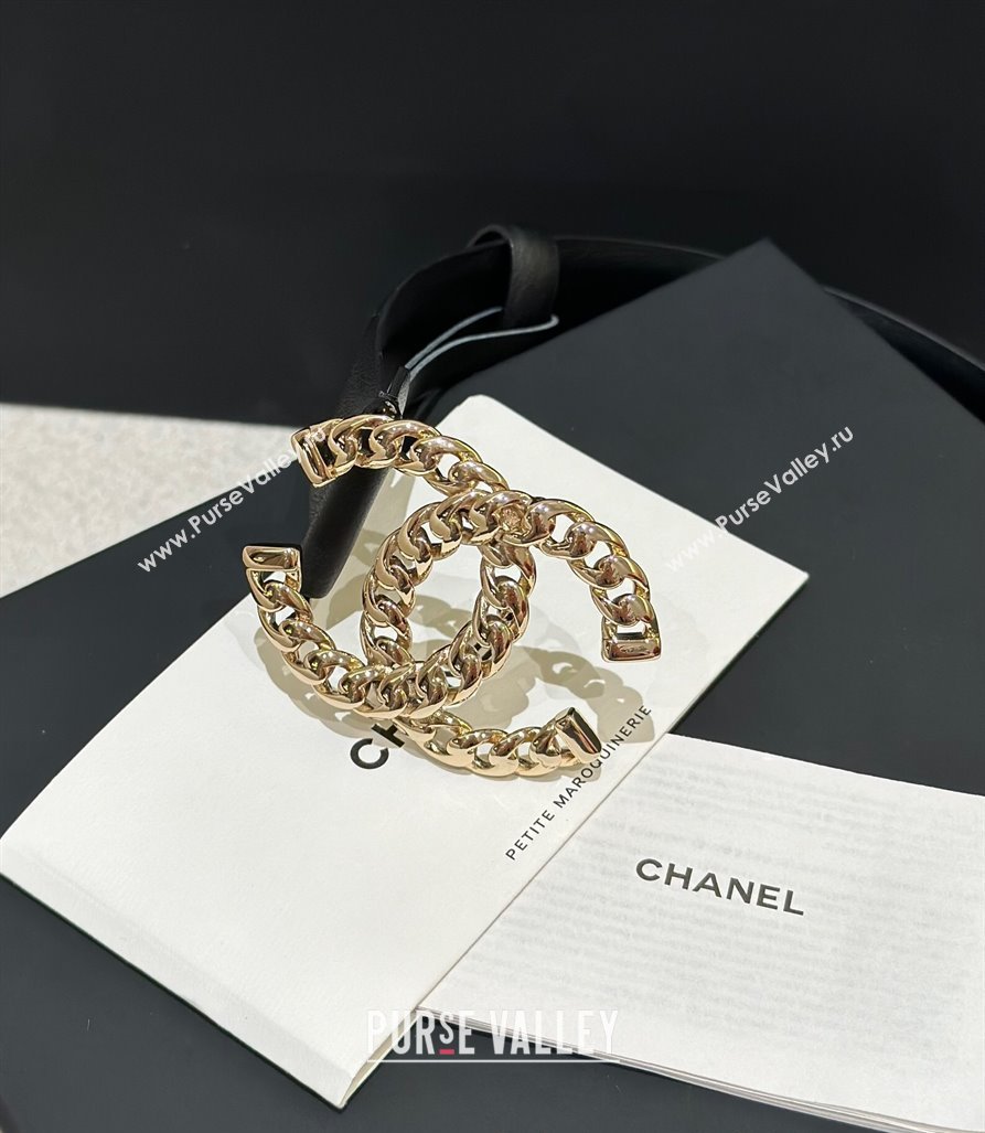 Chanel Calfskin Leather Belt 3cm with Chain CC Buckle Black/Gold 2025 CH010905 (99-250109093)