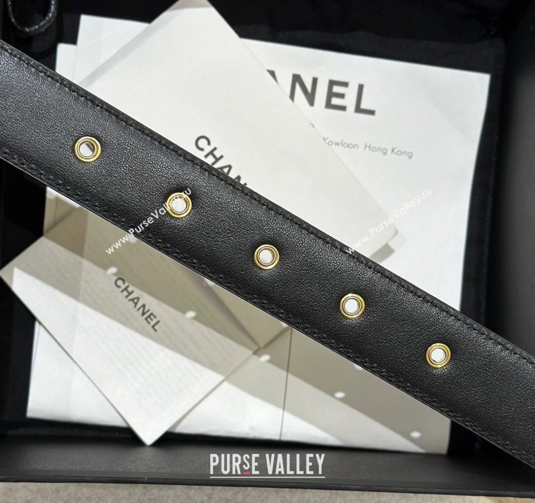 Chanel Quilted Calfskin Belt 3cm with Chain CC Buckle Black/Gold 2025 CH010906 (99-250109096)