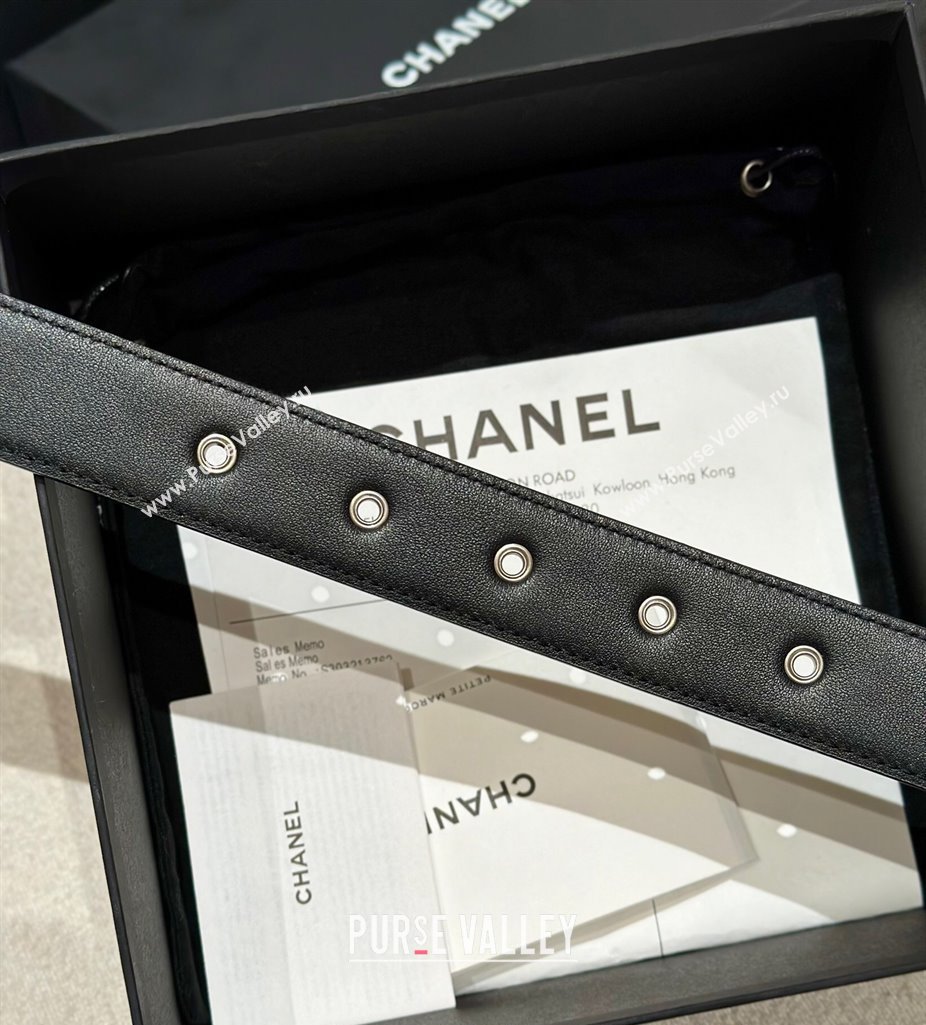 Chanel Quilted Calfskin Belt 3cm with Chain CC Buckle Black/Silver 2025 CH010906 (99-250109097)