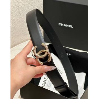 Chanel Calfskin Leather Belt 3cm with Engraved CC Buckle Black 2025 CH010907 (99-250109099)