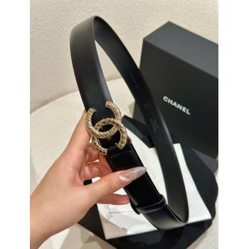 Chanel Womens Calfskin Belt 3cm with Engraved CC Buckle Black 2025 CH010907 (99-250109105)