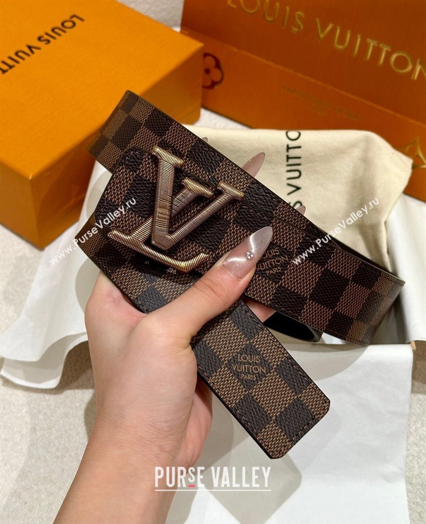 Louis Vuitton Mens Belt 4cm with Metal-Tone Epi LV Buckle Damier Ebene Canvas 2025 LV011001 (99-250110079)