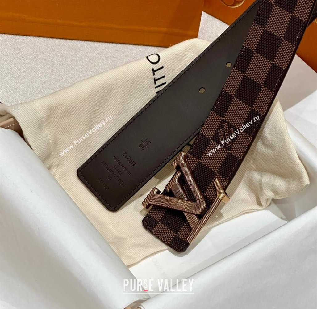 Louis Vuitton Mens Belt 4cm with Metal-Tone Epi LV Buckle Damier Ebene Canvas 2025 LV011001 (99-250110079)