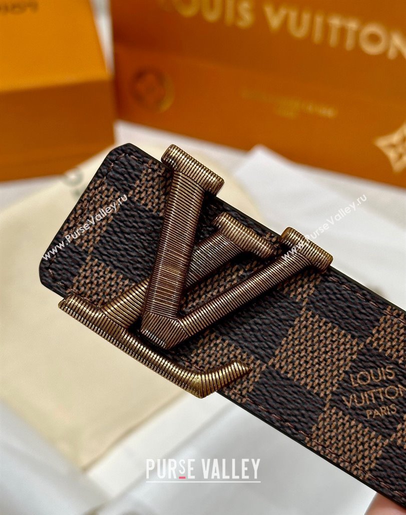 Louis Vuitton Mens Belt 4cm with Metal-Tone Epi LV Buckle Damier Ebene Canvas 2025 LV011001 (99-250110079)