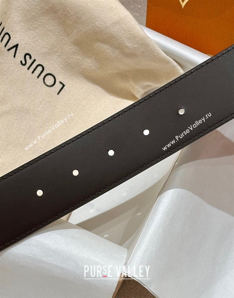 Louis Vuitton Mens Belt 4cm with Metal-Tone Epi LV Buckle Damier Ebene Canvas 2025 LV011001 (99-250110079)